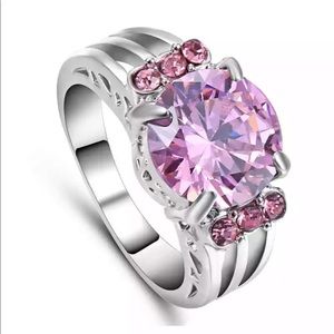 NEW Pink Sapphire 10kt White Gold Filled Ring 8.5
